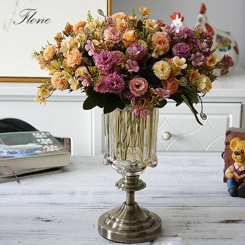 Flone Artificial Flowers High Quality Silk Bouquet Fake Flowers Wedding Display Flower European Style Carnation Home Decoration