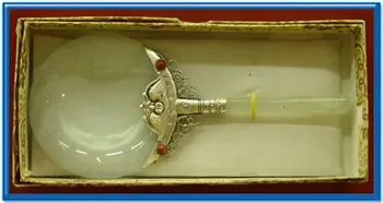 

collections old Tibet silver - jade magnifier,Free shipping