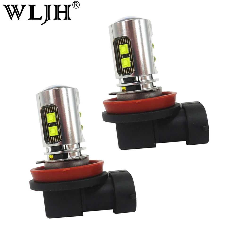 WLJH 2x белый 6000K 800lm H8 Led Автомобильный ходовой светильник s противотуманный лампа