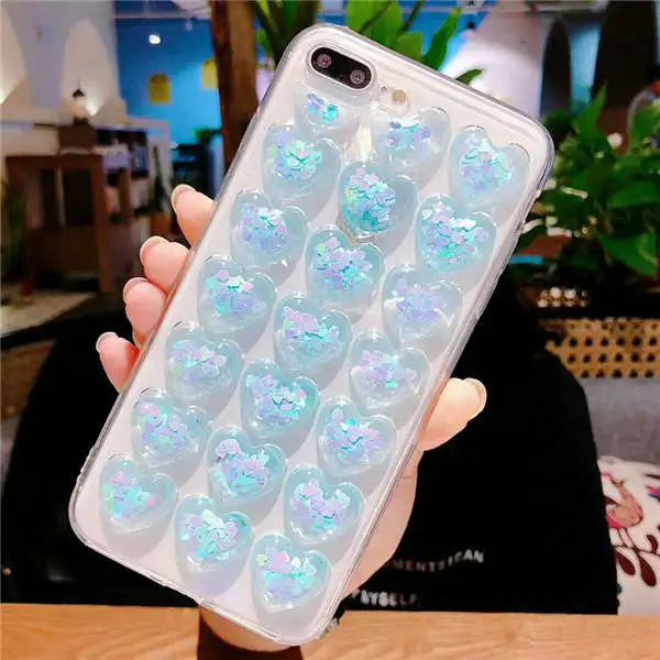 Qianliyao 3D Блестящий чехол с сердечками для iPhone 11 Pro Max X XS XR XS Max силиконовый чехол ТПУ чехол для iPhone 6 6S 7 8 Plus X чехол s - Цвет: 2