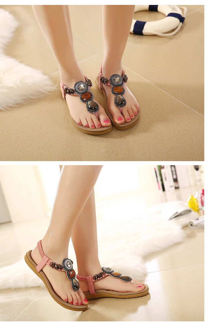 Free Shipping 2017 Women Sandals Bohemia Beads Summer Sandals New Fashion Flat Women Shoes Wild Casual Shoes DAT01 (6)