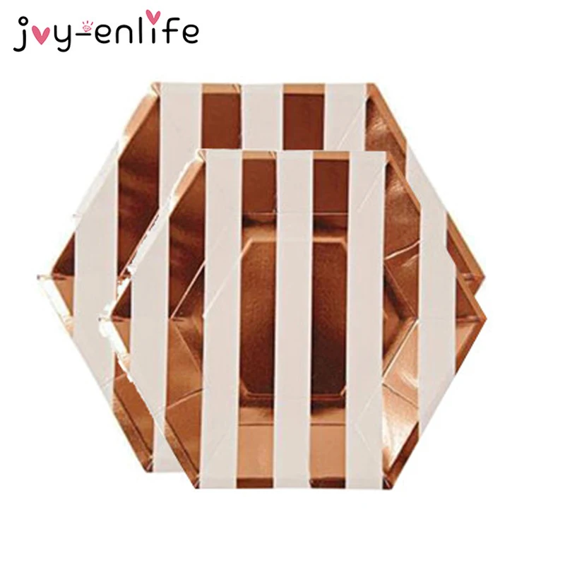 

Rose Gold Disposable Tableware Paper Plates Wedding Decoration Birthday Party Decoration Adult Anniversary Party Supplies