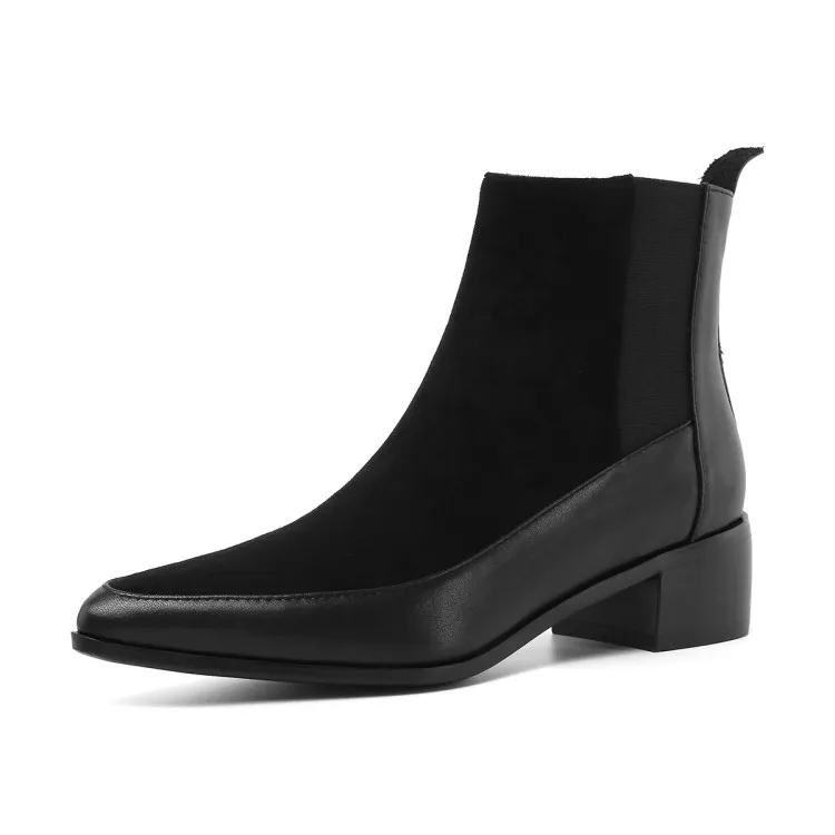 MLJUESE/; женские мягкие ботильоны из коровьей кожи; ботинки на высоком каблуке с острым носком; зимние мягкие ботинки с коротким плюшем; обувь под вечернее платье - Цвет: Black
