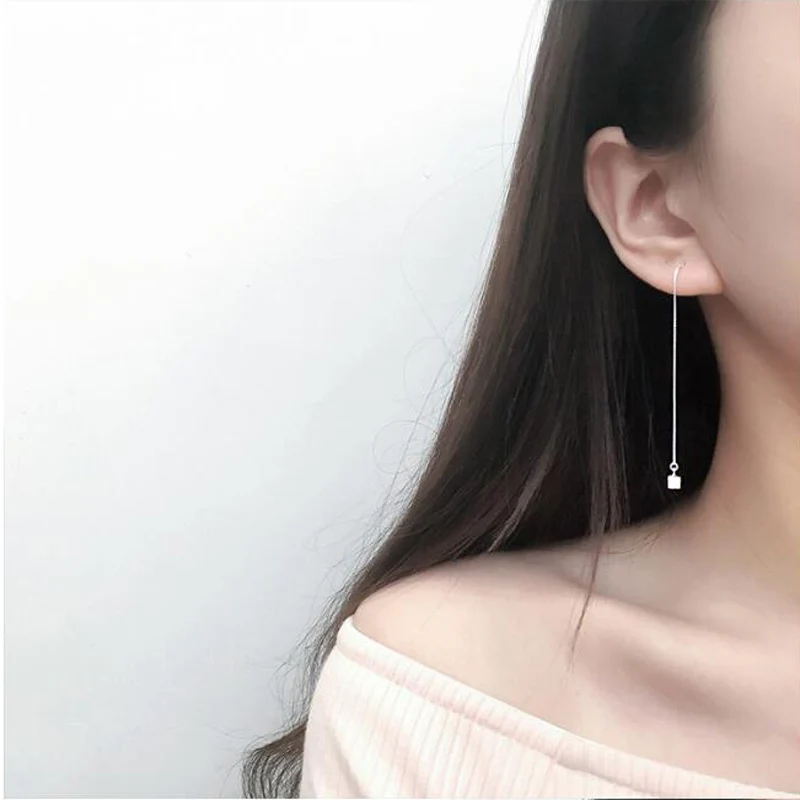 Женские длинные серьги кубики из серебра 925 пробы|earrings for|dropping earrings for womendrop |