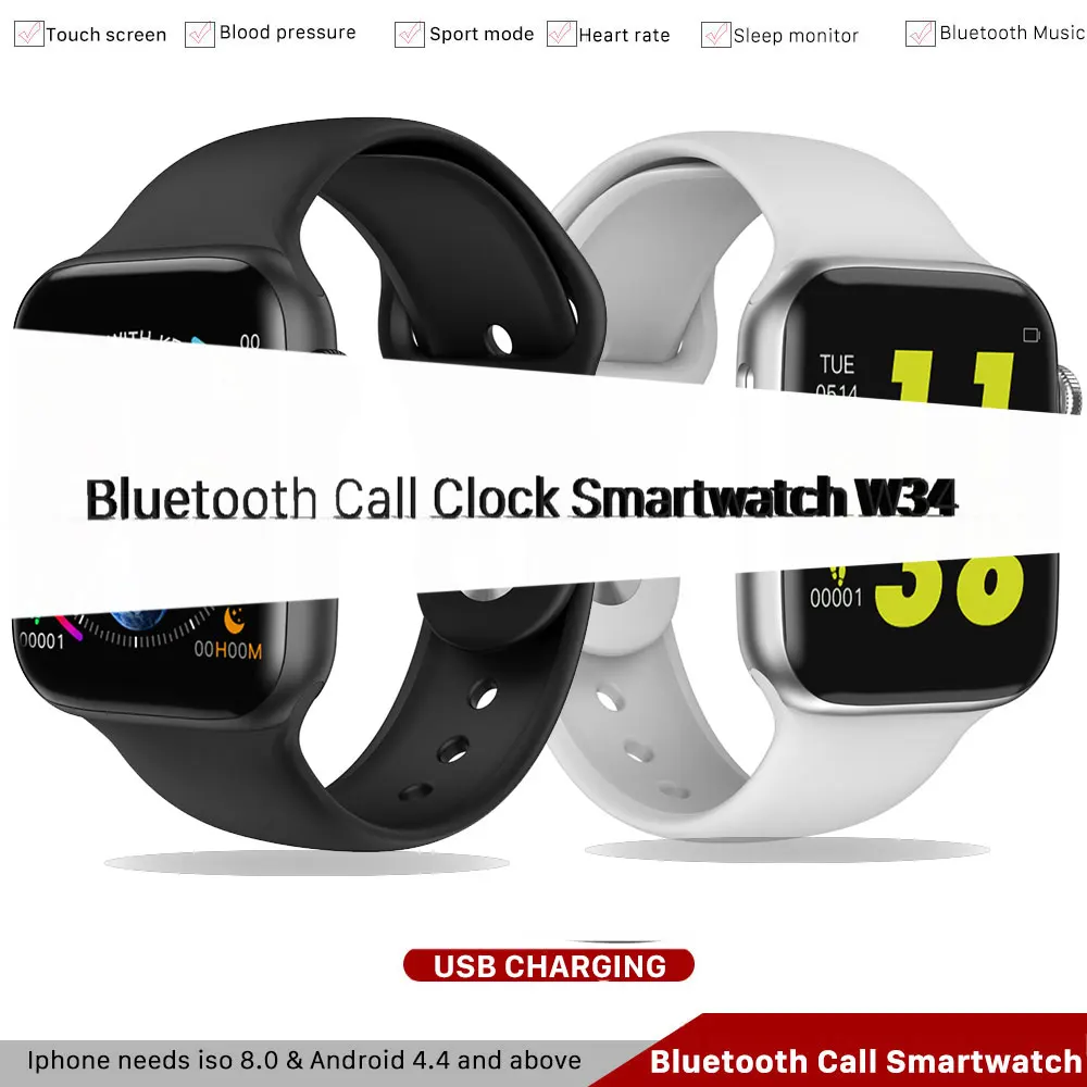 

W34 smartwatch Bluetooth call clock Heart Rate ECG+PPG smart watch Intelligent Activity for Iphone huawei xiaomi samsung phone