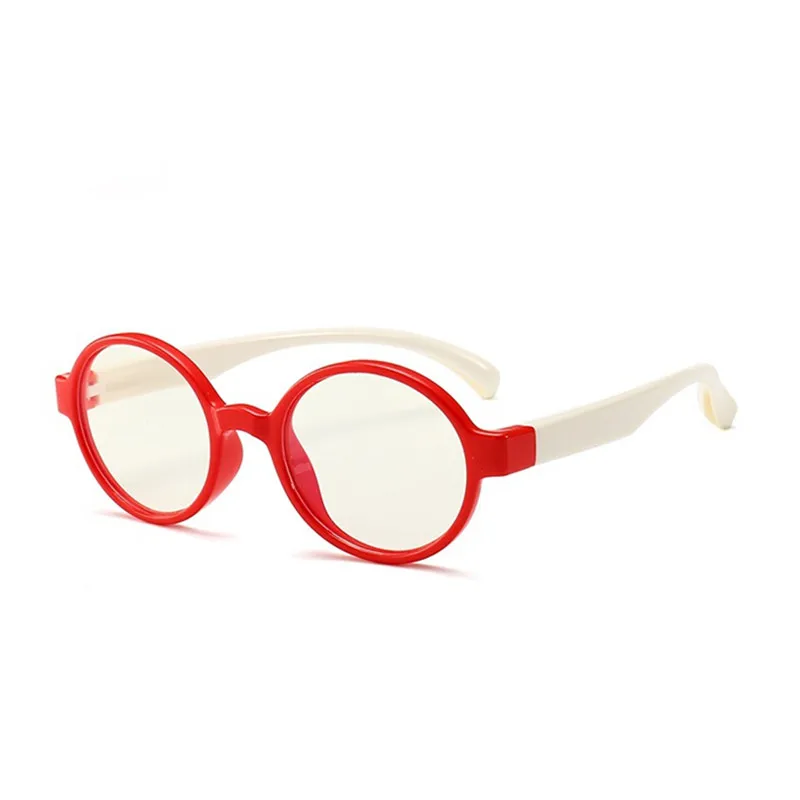 Zilead Baby Slicone анти синий-луч простые очки Брендовые детские круглые цветные прозрачные линзы очки UV400 для мальчиков и девочек - Цвет оправы: red