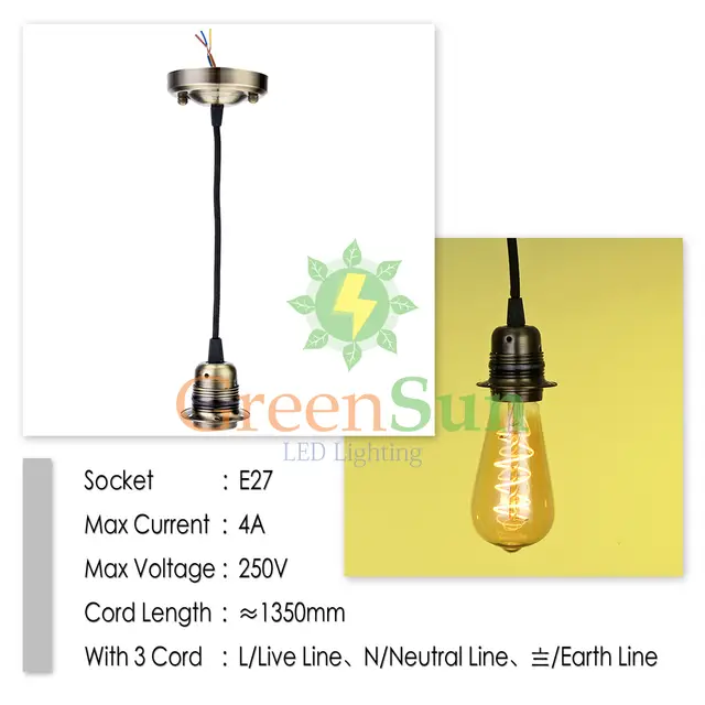 E27 Retro Lamp Holder Pendant Light Cord Set Ceiling Socket E27 Retro Lamp Holder Pendant Light Cord Set Ceiling Socket Base Rose With 1 35m Cable In Bases From Lights Lighting On Aliexpress