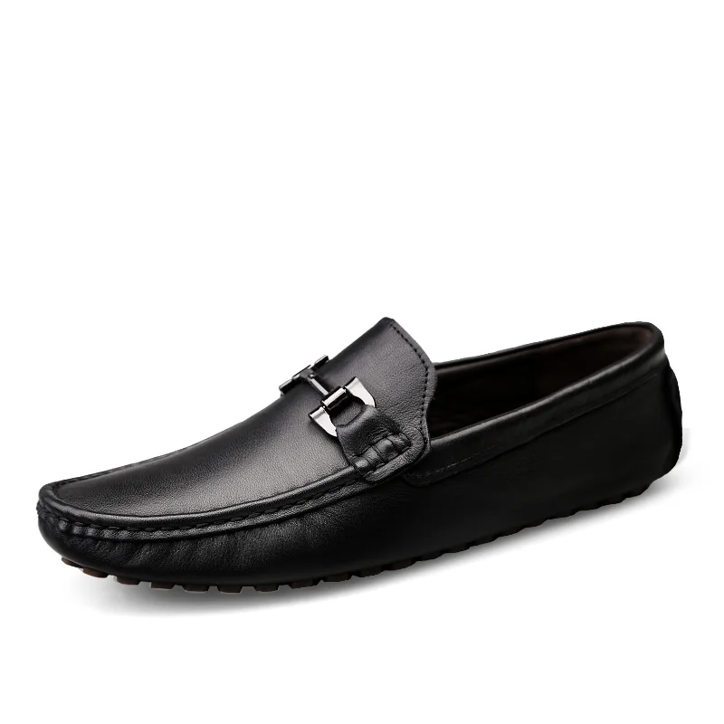 AGSan Genuine Leather Moccasins Shoes Men Luxury Brand Driving Shoes Big Size 37-47 Mens Loafers White Brown Boat Shoes Slip on