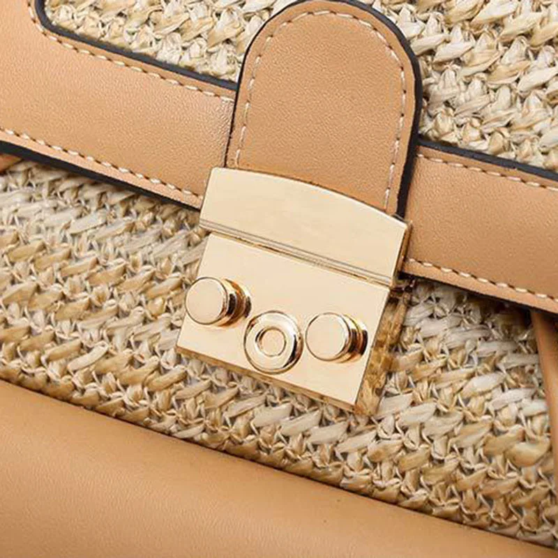 Summer New Women Straw Backpack INS Popular Female Travel Panelled Mochila Large Ladies Fashion Back Pack Exquisite Bolsa BP3007 (1)