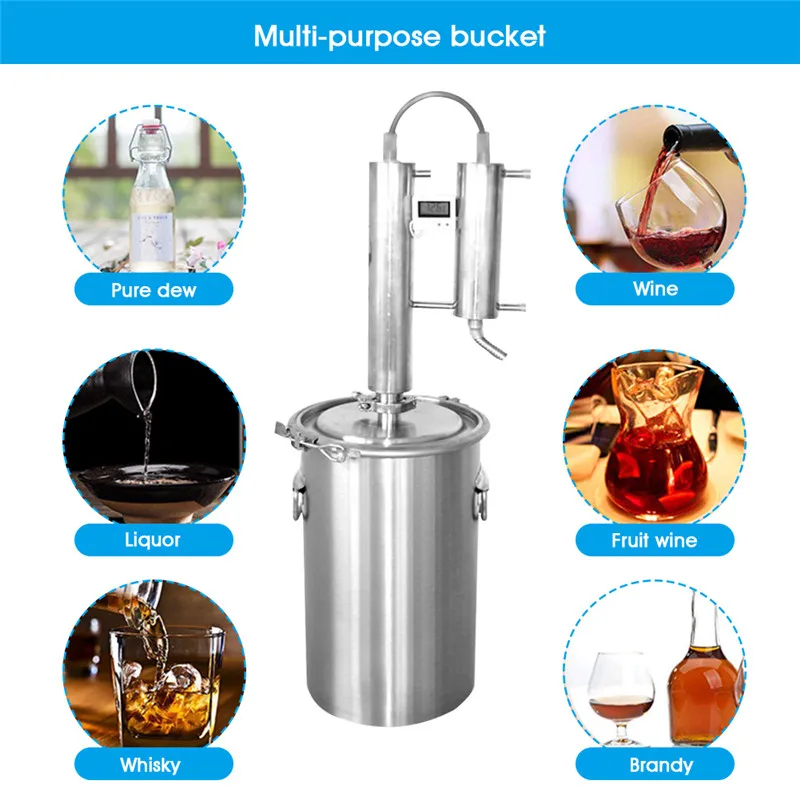 DIY Alcohol Distiller  Stainless Steel  Distillation Apparatus Laboratory Chemistry Glassware Set 12L 30L35L With Thermometer (5)