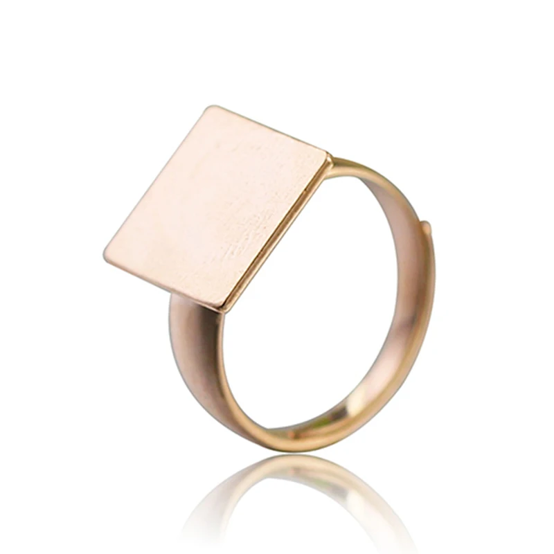 Beadsnice квадратное кольцо заготовки 925 Серебряное кольцо с 12 мм квадратной плоской прокладкой для кабошона DIY Новогодний подарок ID36122 - Цвет: rose gold