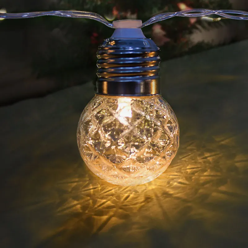 New 10 Solar Led Bulb String Lights Outdoor Hanging Fairy Bright White Garden