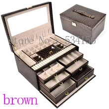 Роскошные кожаные украшения коробка, серьги ожерелье кулон ювелирные изделия Органайзер ювелирные изделия дисплей полка упаковка подарочная коробка