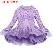 Плотное теплое платье для девочек; рождественское платье для свадебной вечеринки; вязаная шифоновая зимняя детская одежда для девочек; одежда для детей; платье для девочек; k1