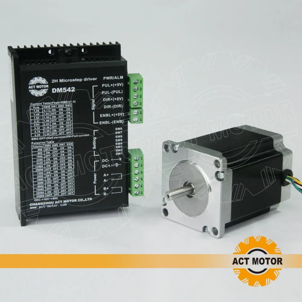 Free ship from Germany!ACT Motor 1PC Nema23 Stepper Motor 23HS8630B Dual Shaft 6-Lead 270oz-in 76mm 3A+1PC Driver DM542 4.2A 50V Free ship from Germany!ACT Motor 1PC Nema23 Stepper Motor 23HS8630B Dual Shaft 6-Lead 270oz-in 76mm 3A+1PC Driver DM542 4.2A 50V