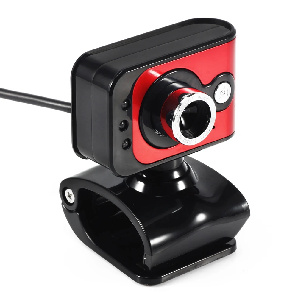 

20Mega Pixels USB 2.0 HD Webcam Camera 3 LED WebCam Built-in MIC Focus Angle Adjustable Red
