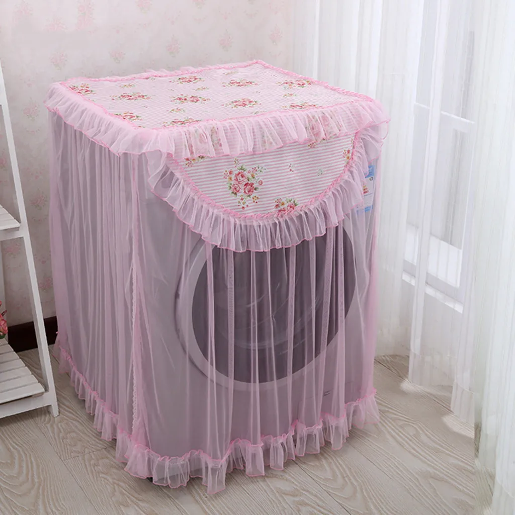 Lace Ruffle Floral Washing Machine Dust Cover Protection Front Durable Soft Home