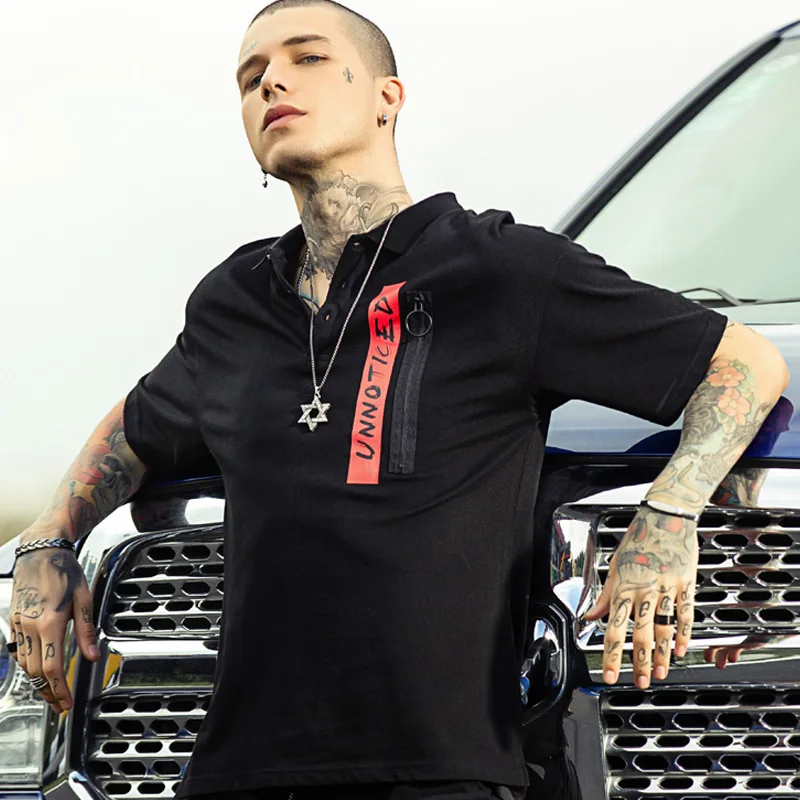 

Factory direct and simple new spring and summer men's Polo shirt lapel print European and American hip-hop style brand men's clo