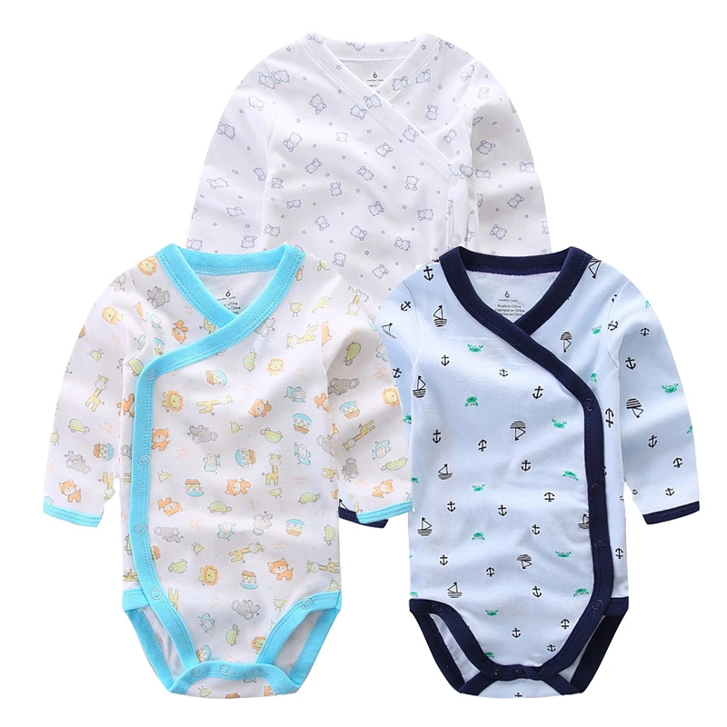 Goede 3 PCS Lachend Babe Merk Baby Romper Lange Mouwen Katoen Pasgeboren Baby Meisje Jongen Kleding Cartoon Gedrukt Baby Kleding Set 0 12 M