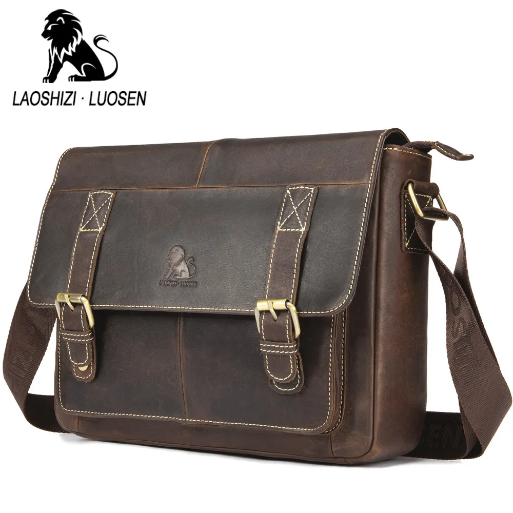 الرجل حقائب جلد طبيعي الرجعية رسول حقائب الأزياء Crossbody باد أكياس الذكور الأعمال الكتف Blosa حقيبة هدية للسفر