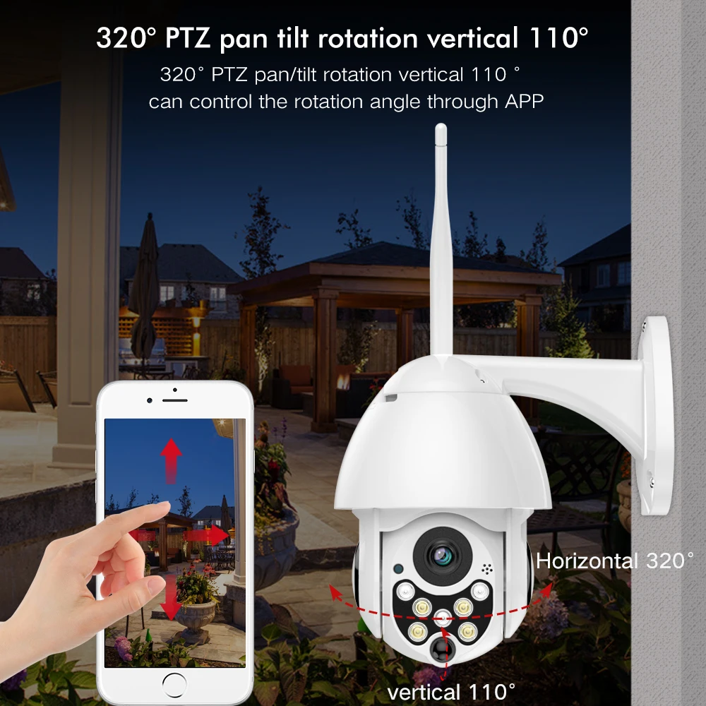 SDETER 1080P 2MP Wireless IP Camera Wifi Speed Dome PTZ Outdoor IP66 Onvif Two Way Audio IR Night Vision CCTV Security Camera IP