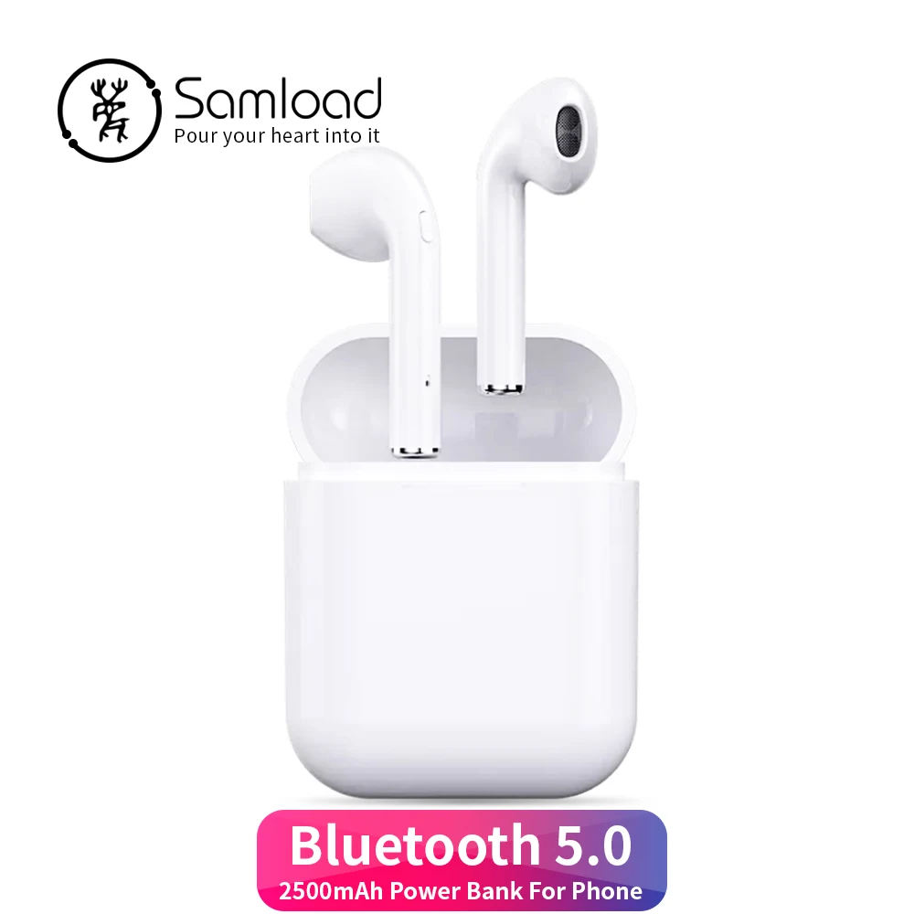 

Samload F10PE Bluetooth 5.0 Wireless Earphone Earbuds Sport Sweat Proof Headphone 2500mah Power Bank Headset for Apple iPhone7 8