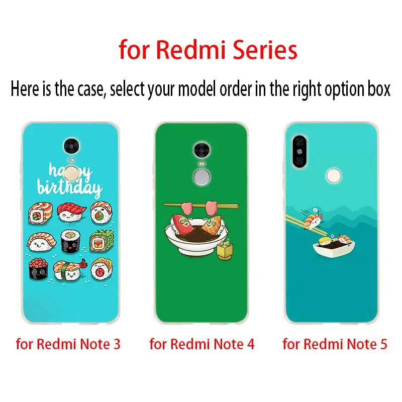 Мягкий силиконовый чехол для Xiaomi Redmi 9a 8a 7a 6a Note 9 8 7 6 5 Pro 9s 8t суши еды|Бамперы| |