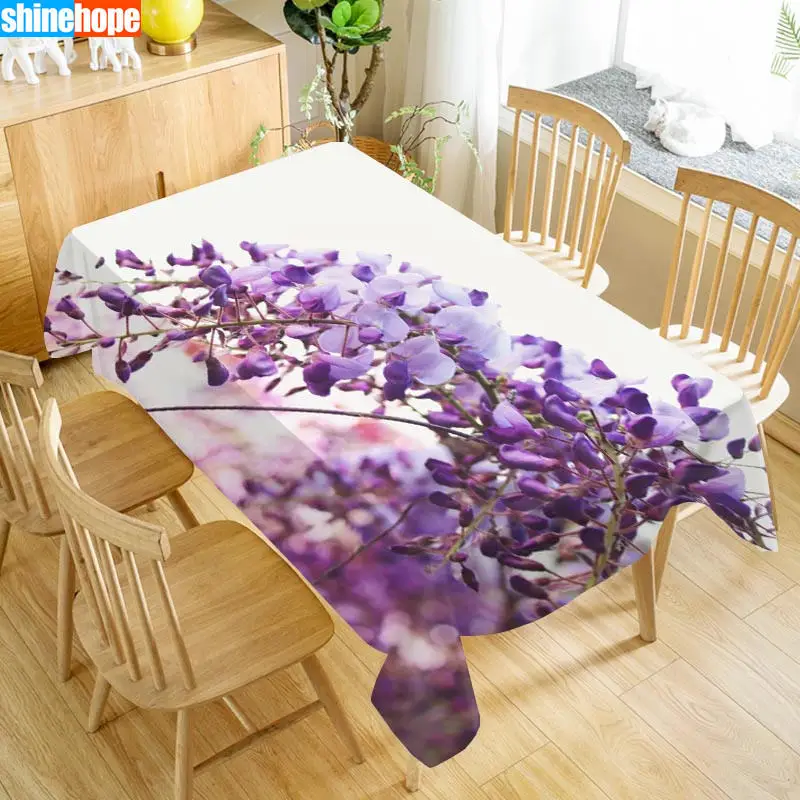 Скатерть на заказ, Европейский гиацинт, цветы лаванды, водонепроницаемая, плотная, прямоугольная, свадебная, скатерть, домашний текстиль - Цвет: tablecloths 12