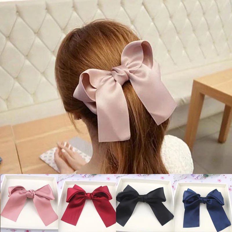 

Fashion Silk Big Bow Hair Clips For Women Headwear Women Hair Accessories For Girls Barrette Hair Dressing