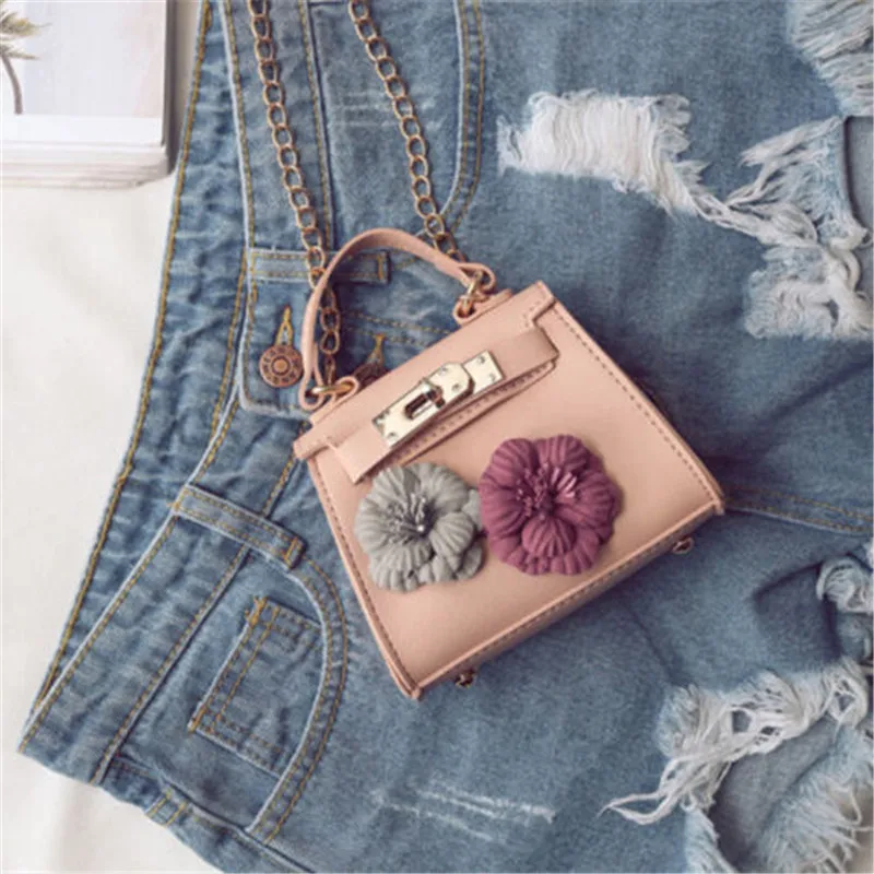 Женская простая мини-сумка на плечо с цветочным рисунком, сумка-мессенджер через плечо, кошельки для монет - Цвет: Розовый