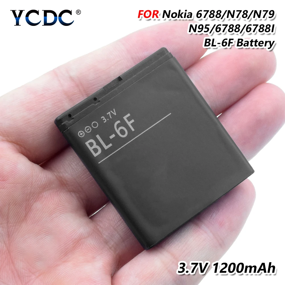 

YCDC 1PC Rechargeable 3.7V 1200mAh BL-6F BL 6F BL6F Lithium Li-ion Rechargeable Battery For Nokia N78/N79/N95(8G)/6788/6788I