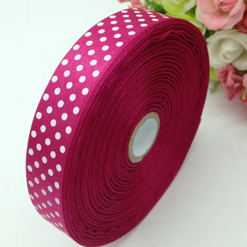 

1 roll (50yards) 18mm width printed dots satin ribbon wedding party decoration crafts making ribbon bows DIY accessories A936