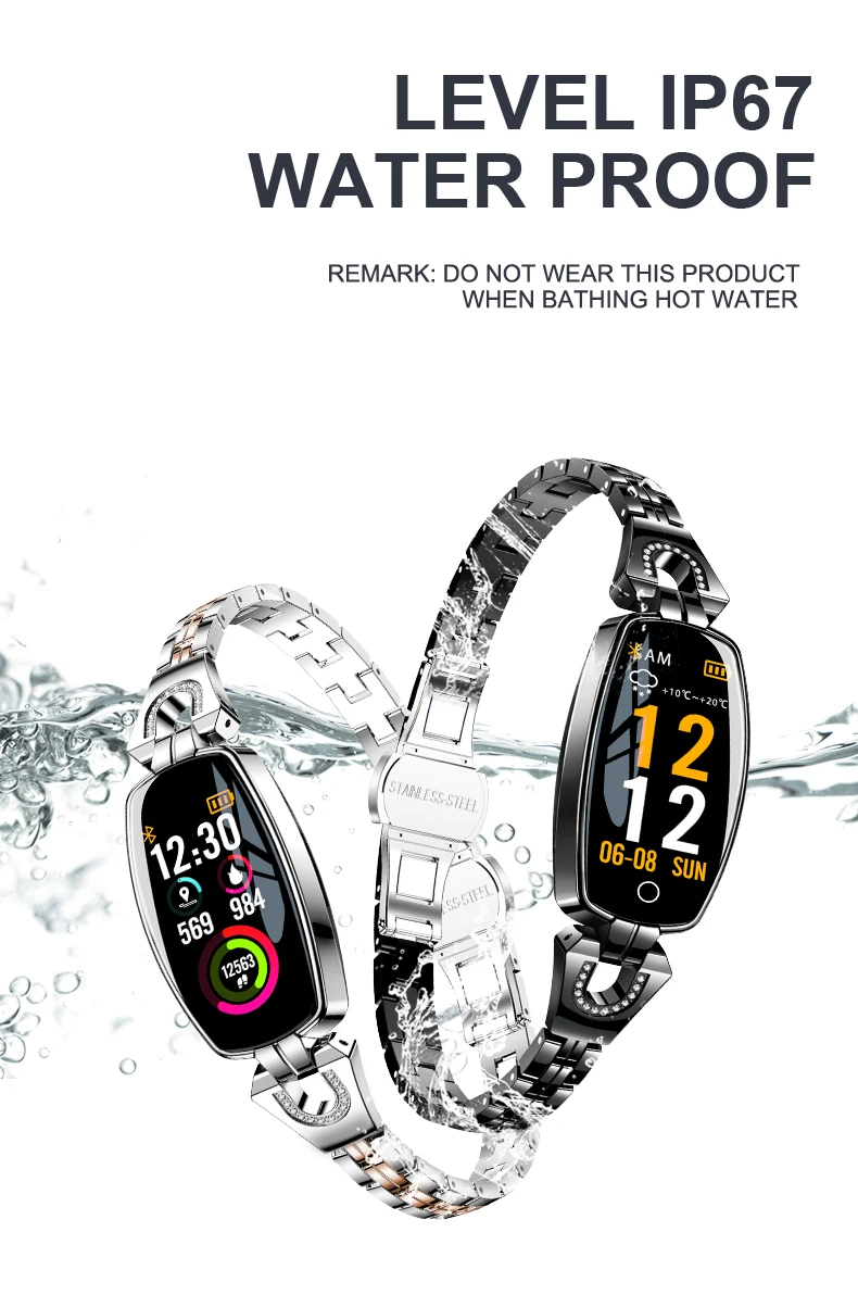 Relógio de Pressão Pedômetro à Prova Pulseira de Fitness para Mulher Atualização Pulseira Relógio Inteligente Moda Freqüência Cardíaca Arterial Dwaterproof Água 2020 h8 11 à prova dwaterproof água pulseira de fitness para mulher