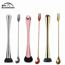 Бар коктейль бар барная посуда Mojito Muddler+ ложка Набор DIY напиток фрукты Muddler измельченный лед коктейль Muddler ложка из нержавеющей стали