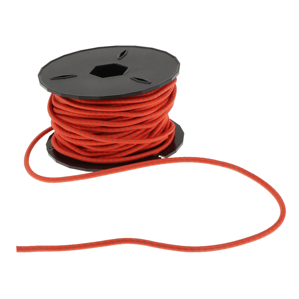 15m 3mm Elastic Bungee Cord Heavy Duty Shock Ropes Tie Down Rope for Outdoor Survival Camping Hiking Marine Boat Gear Bundles