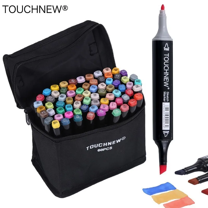 

TOUCHNEW Marker 60 Colors Drawing Marker Pen Animation Sketch Markers Set For Artist Manga cohol Based Marker Brush supplies
