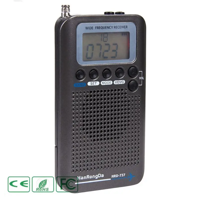 Цифровой радиоприемник с ЖК дисплеем FM/AM/SW/CB/Air/VHF будильником