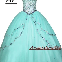 ANGELSBRIDEP мятно-зеленое бальное платье 15 лет, блестящие кристаллы, полная длина, дебютантное платье, милые вечерние платья 16 с лифом