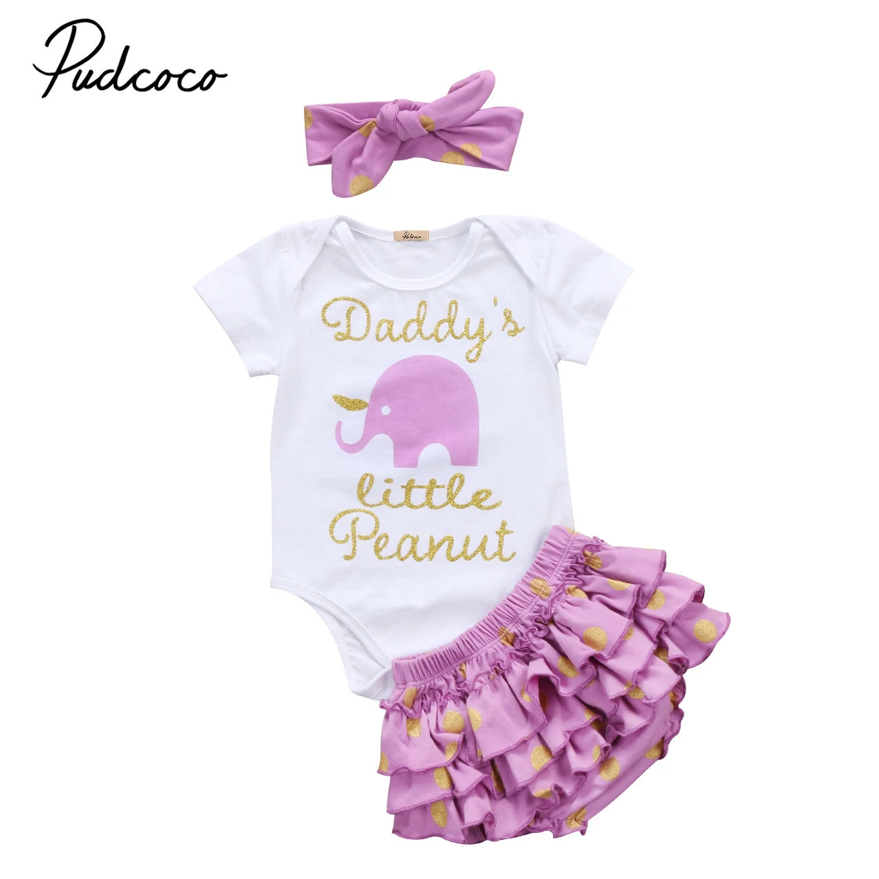 baby girl purple elephant clothes set 2017 Summer new Kids Infant Baby Girls letter elephant