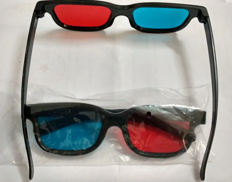 2 шт./лот, розница, красные, синие Плазменные пластиковые 3D очки, ТВ, кино, объемный анаглиф, обрамленные 3D очки для зрения, для светодиодного проектора
