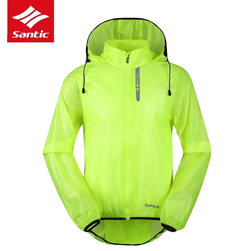Santic Men Waterproof Cycling Jacket Hooded Lightweight Rainproof