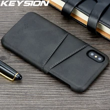 Тонкий роскошный чехол KEYSION из искусственной кожи для iPhone XR XS MAX, задняя крышка для телефона, защитный держатель для карт для iPhone XS X 7 8 Plus, чехол