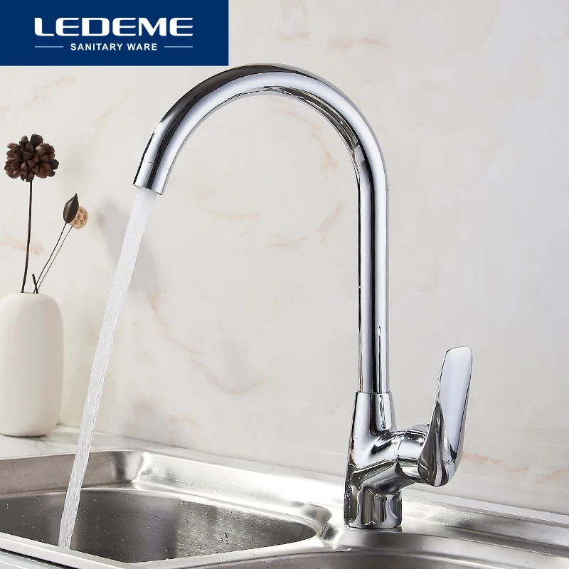 LEDEME Смеситель для кухни высокий с гайкой латунь Цвет: хром L4051|kitchen pull out faucet|pull kitchen