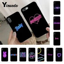 Yinuoda, черный флуоресцентный фон, мелкий узор, неоновый мягкий чехол для iphone 5, 5s, SE, 6, 6 plus, 6splus, 7, 8 Plus, X, XS, XR, XSMax