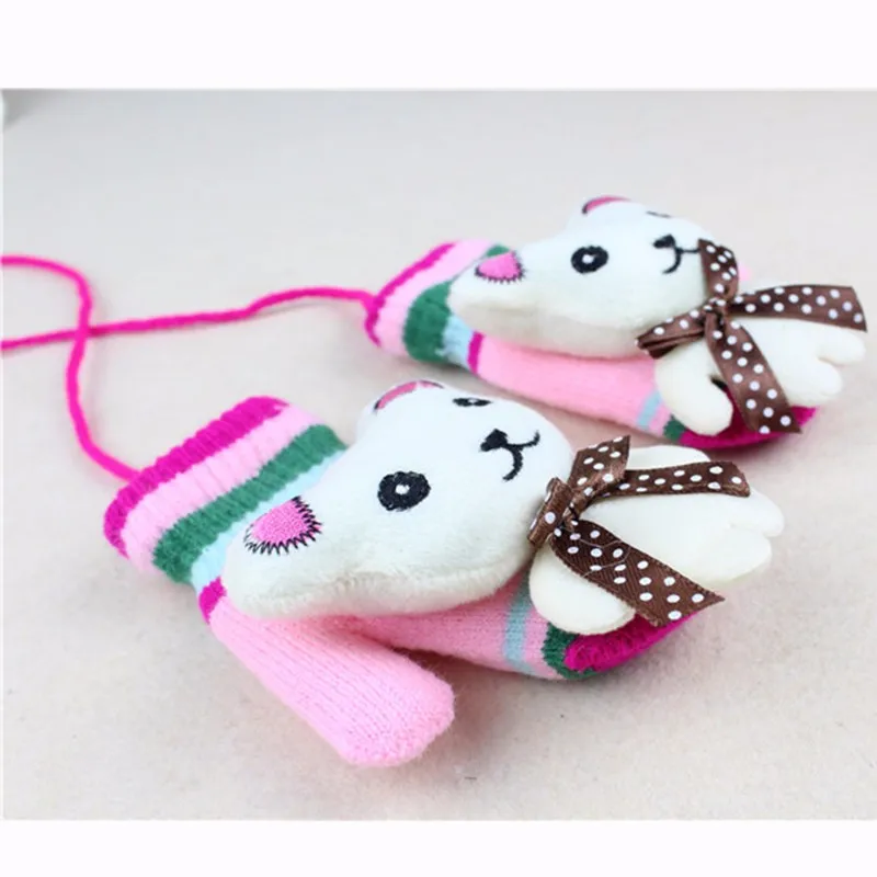 New Kids Gloves Cartoon Bear Infant Gloves Warm Boys Girls Mittens Lovely Crochet Toddler Glove Autumn Winter Baby Accessories (13)