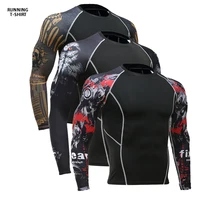Мужская футболка с 3D принтом, компрессионная футболка для спортзала и бега, дышащий спортивный Рашгард с длинным рукавом, Джерси