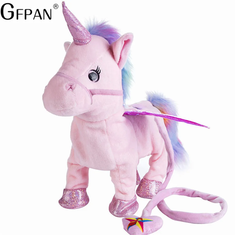 Dropshipping Magic Walking Unicorn Plush Toy Stuffed Animal Toy Electronic Music Newborn player Toy for Children Christmas Gifts