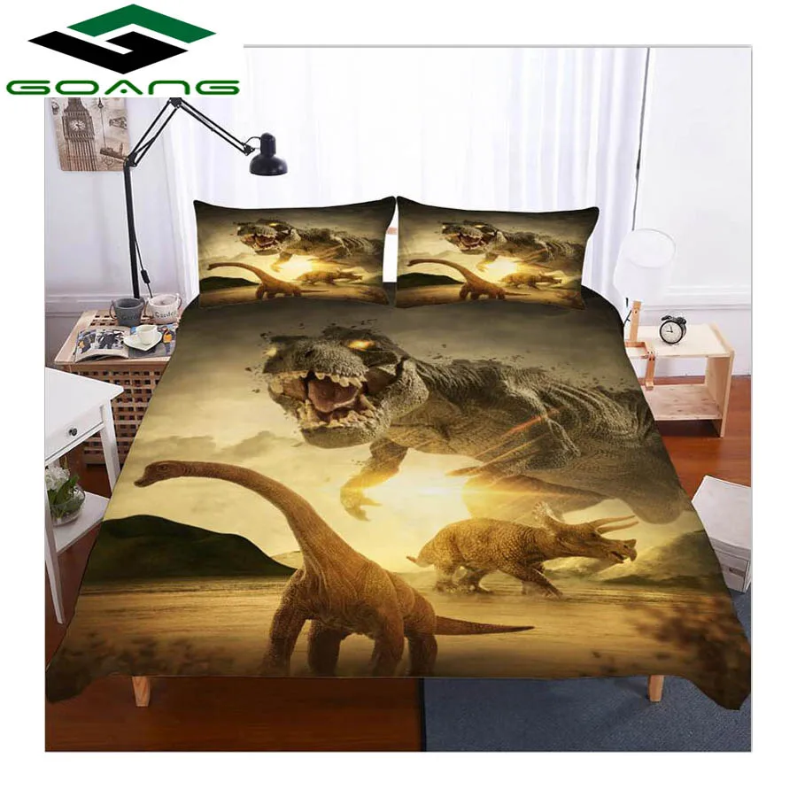 Best GOANG bedding set 3d bed sheet duvet cover pillow Reactive Printing Animal dinosaurs bedding set king size Home textile hot sell