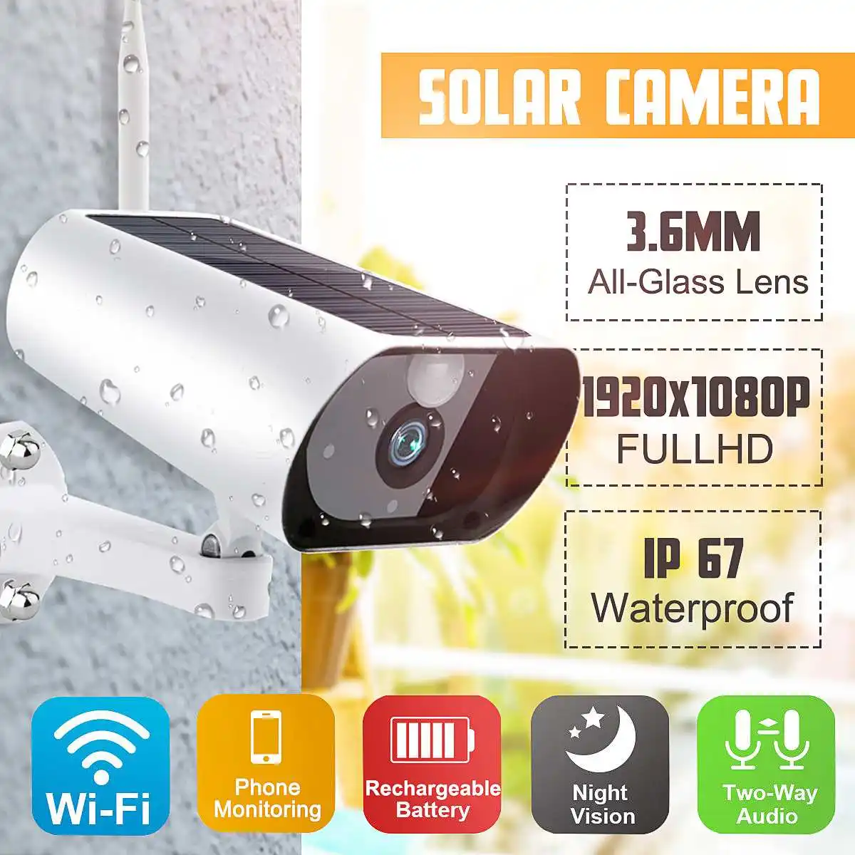 

Solar IP Camera 1080P 2MP Outdoor Surveillance Cameras with Night Vision PIR CCTV WiFi Mini Camera Webcam Home Security