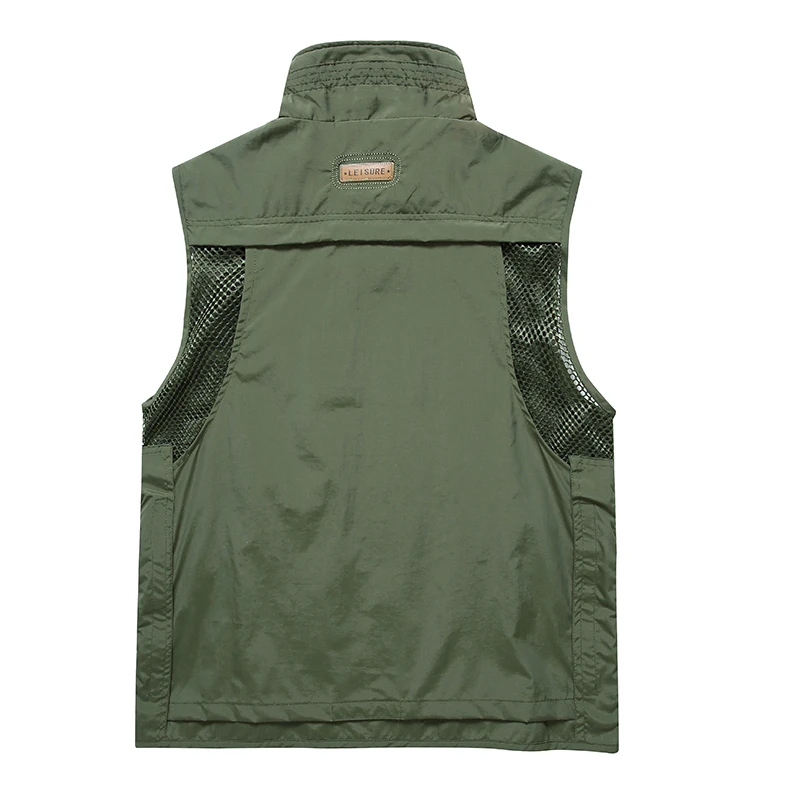 DFLYHLH Men Multi-Pocket Plus Size Casual Waistcoat Male Breathable Mesh Work Photographer Vest
